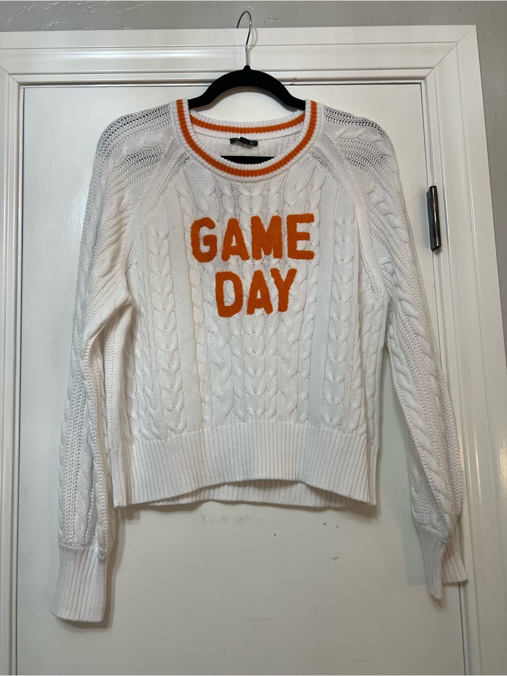 wild fable White Cable-Knit Sweater with Orange